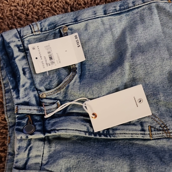 Good American Good Boy distressed light wash Indigo117 2 26 NWT boyfriend - Picture 10 of 15